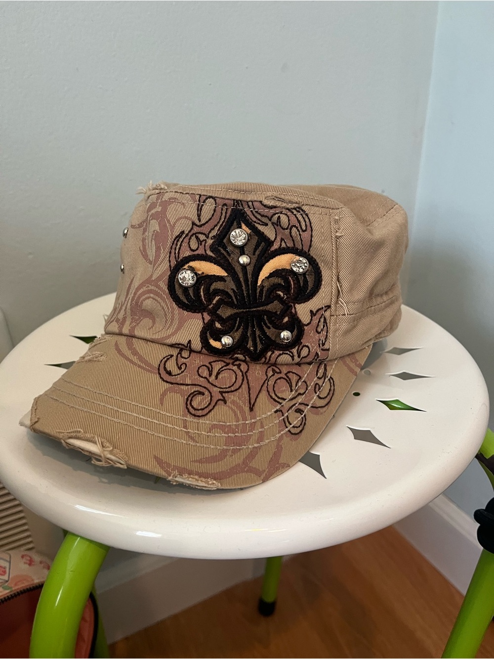 KBETHOS Tan Canvas Military-Style Cap with Embroidered Label